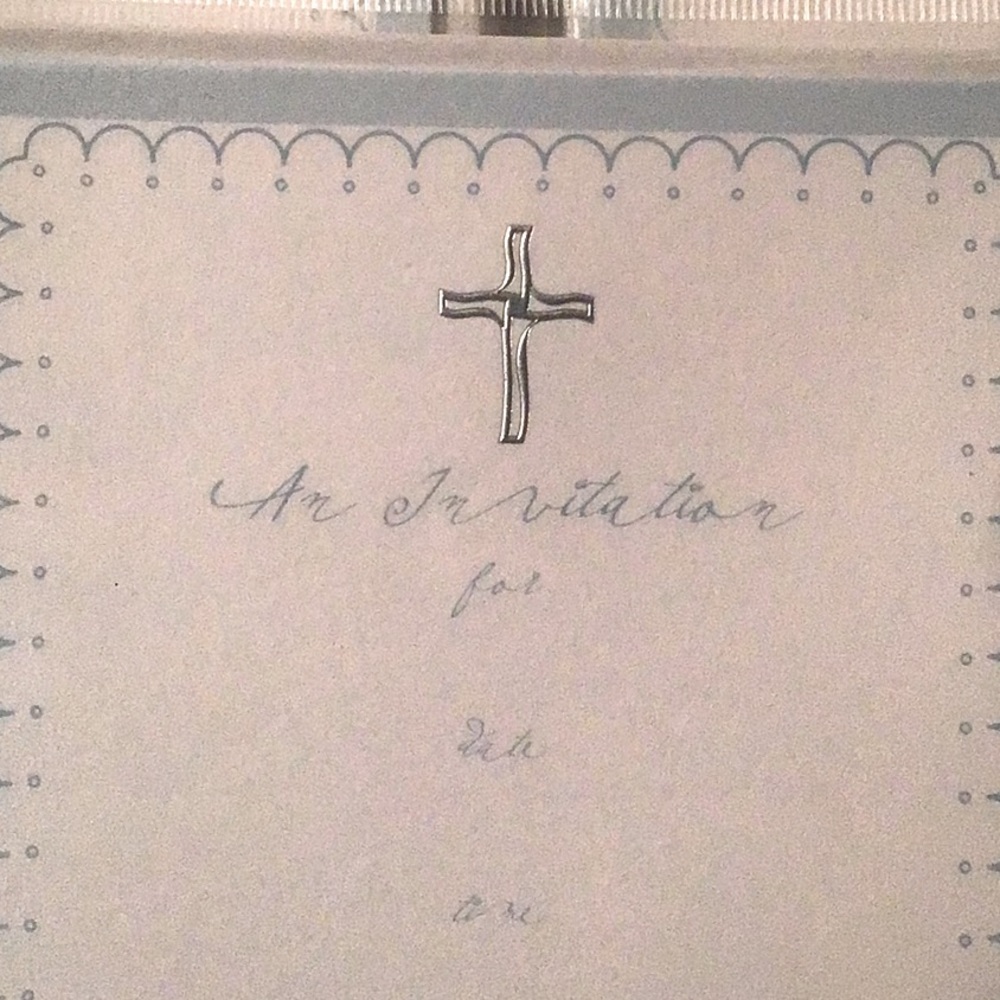 Set of 3 packages of invitations, 12 count each in light blue with Cross